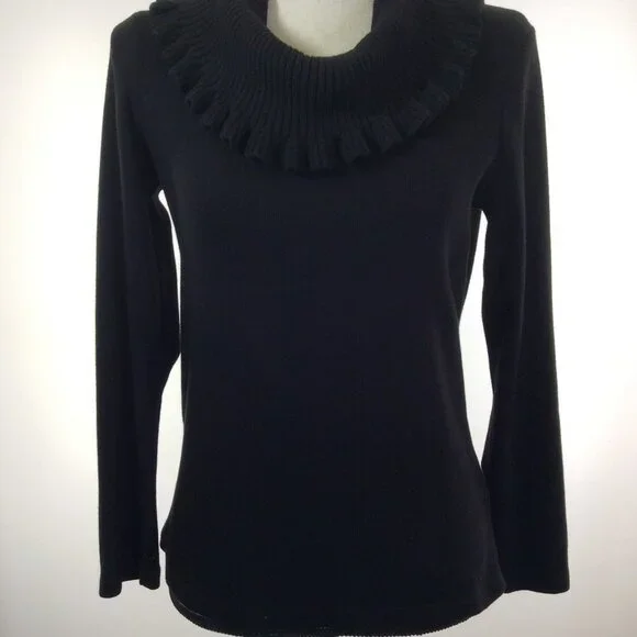 RAFAELLA Womens Top Size Medium Black Long Sleeve - Picture 2 of 12